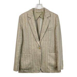 MaxMara Beige Vertical Striped Single-Button Suit Jacket XS 36